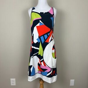 Dolcezza Dress Womens Small Colorful Shift 60s 70s Sleeveless‎ Pocket Mod Mini S